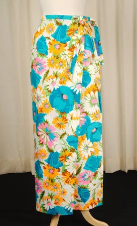 1960s Neon Floral Maxi Skirt