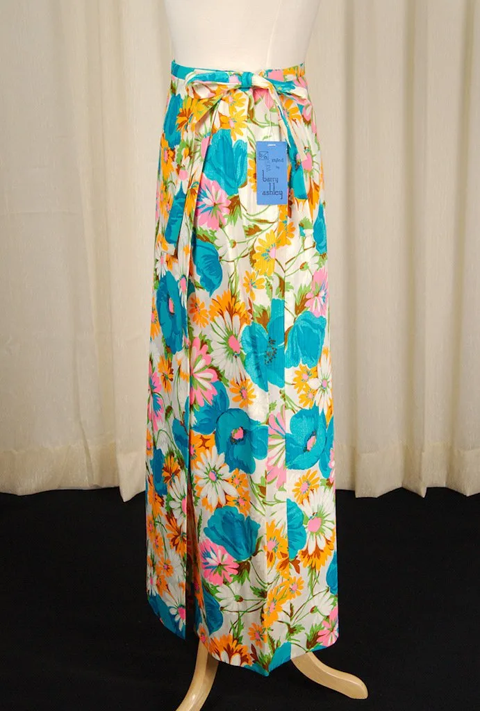 1960s Neon Floral Maxi Skirt