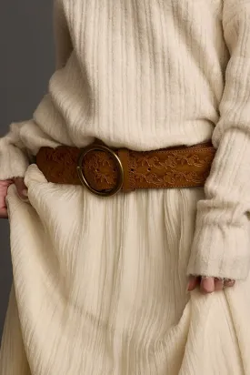 Abbott Light Brown Floral Embossed Belt