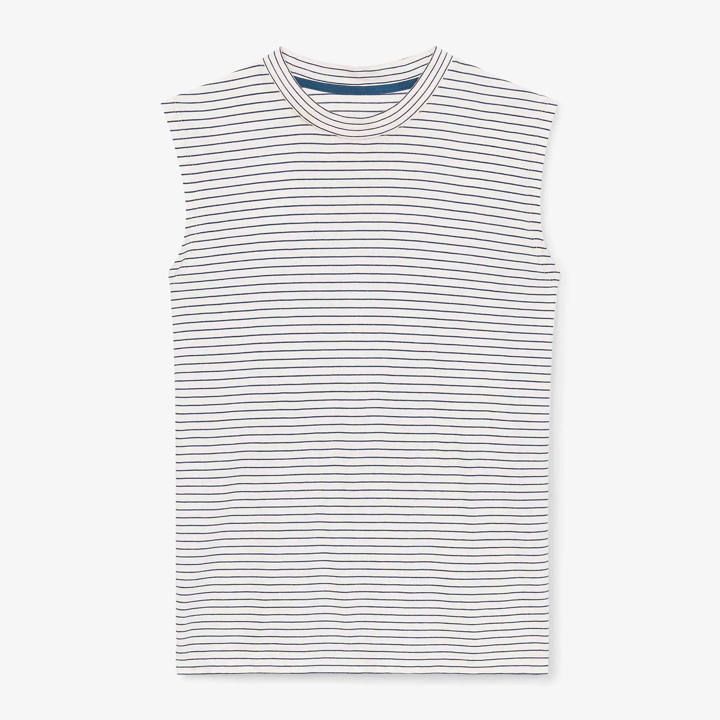 Alina T-Shirt - Thin Striped Pima Cotton :: Ivory / Coastline