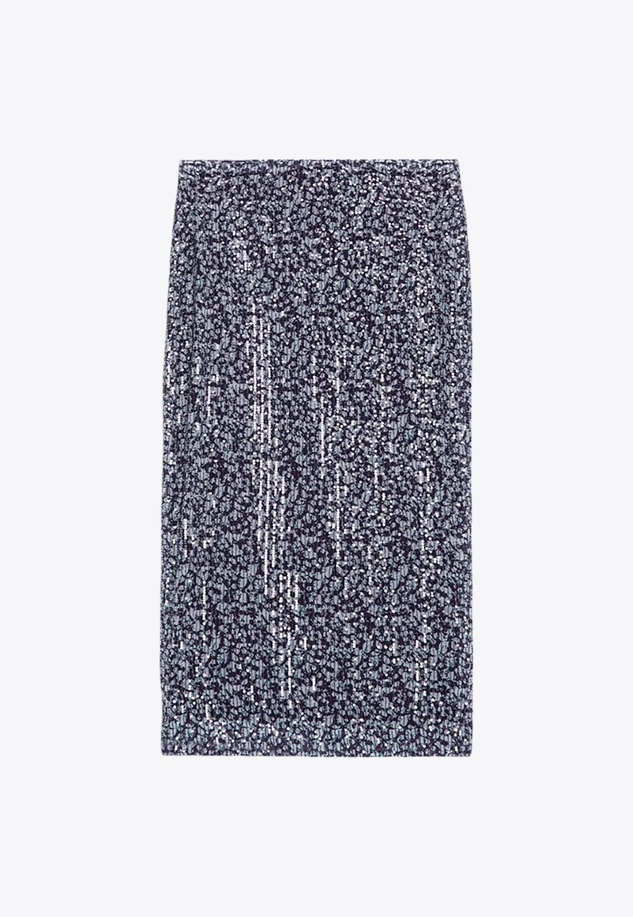 All-Over Print Sequined Midi Skirt