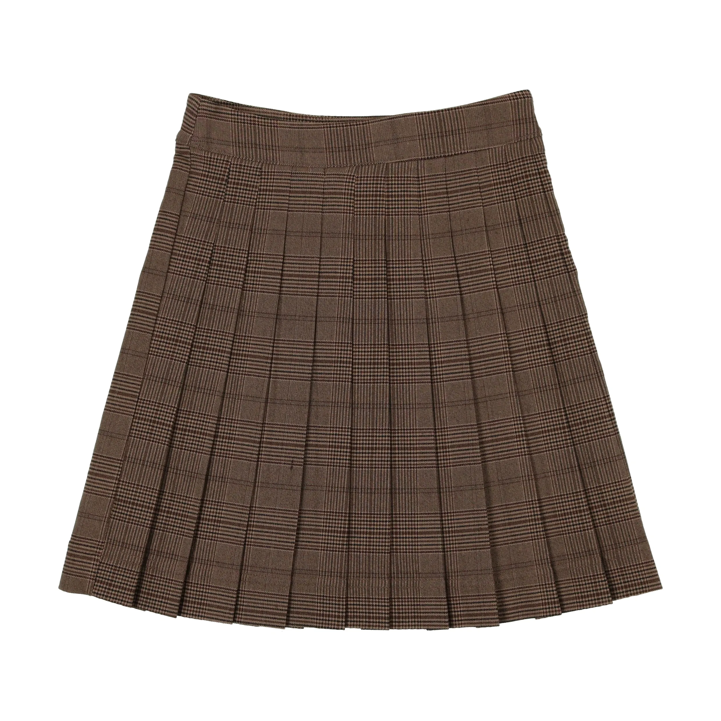 Analogie Pleated Skirt - Brown Plaid