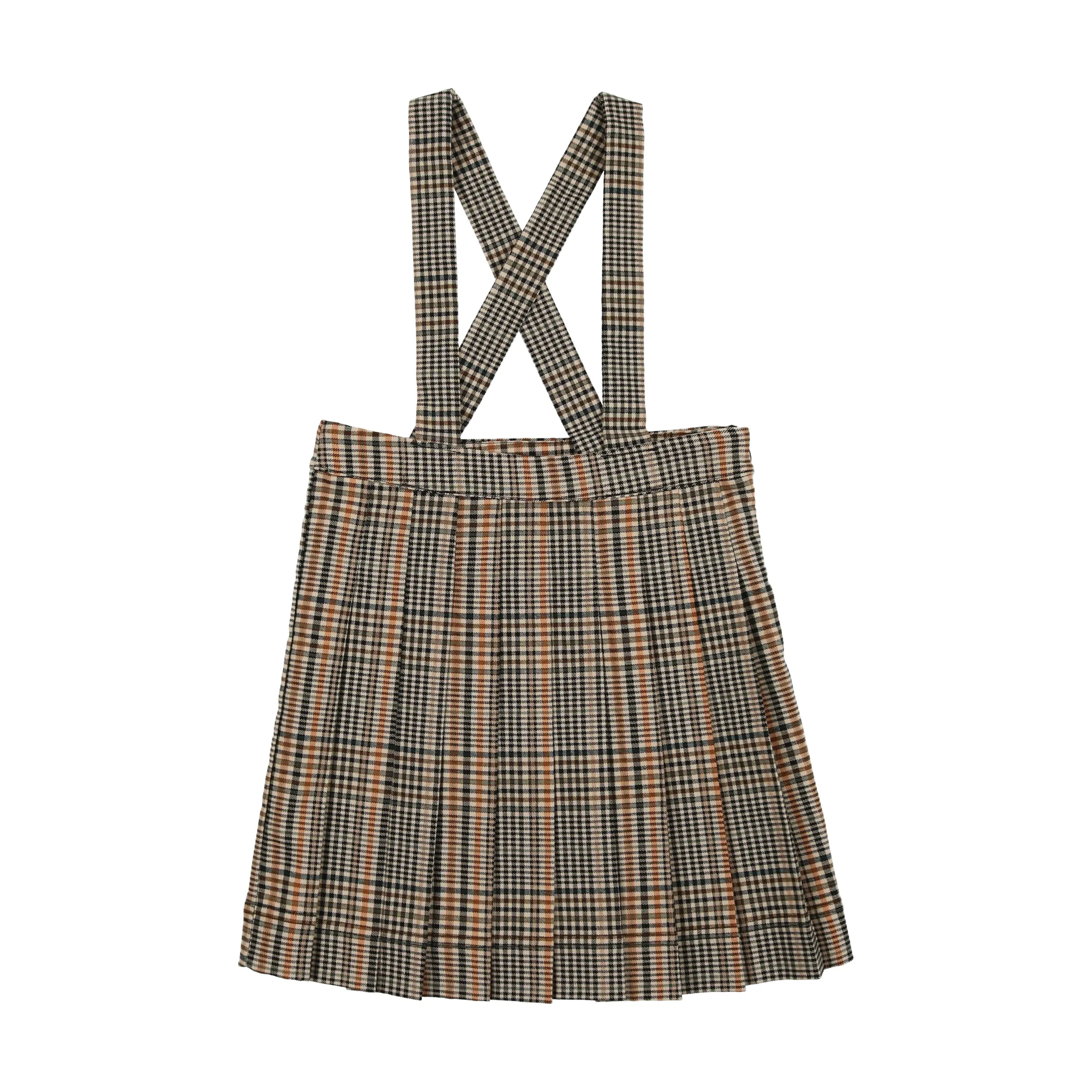 Analogie Pleated Skirt - Navy/Ecru Plaid