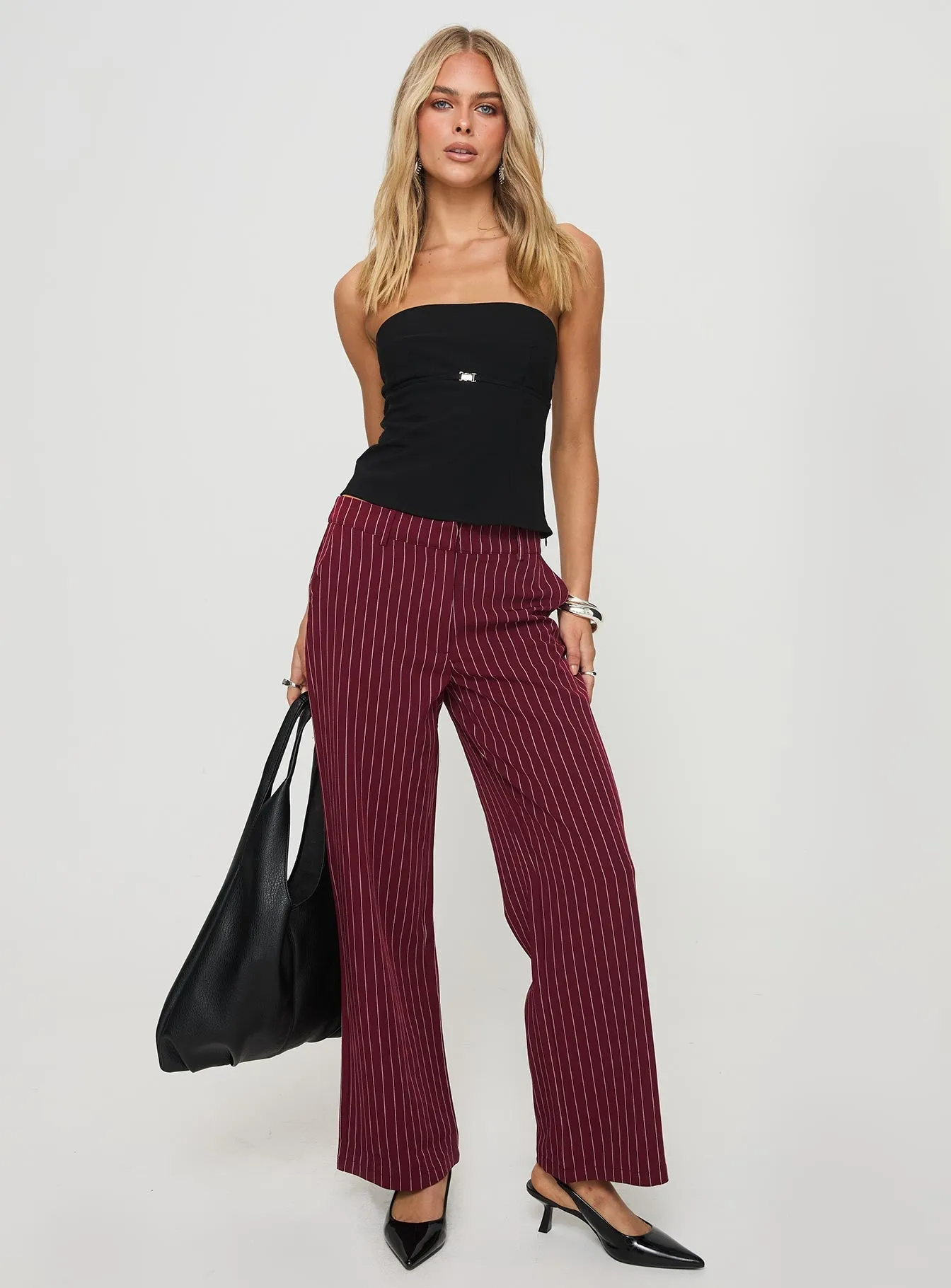 Aquaville Pants Burgundy Pinstripe