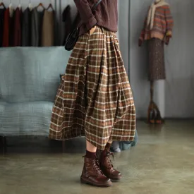 Artistic Retro Plaid A-Line Skirt