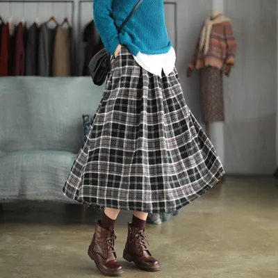 Artistic Retro Plaid A-Line Skirt