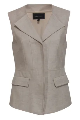 BCBG Max Azria - Khaki Woven Cotton Zip-Up Vest Sz S