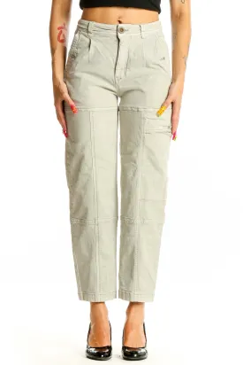 Beige High-Waisted Cargo Pants