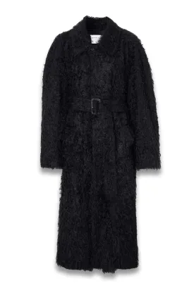 Belted Faux-shearling Coat