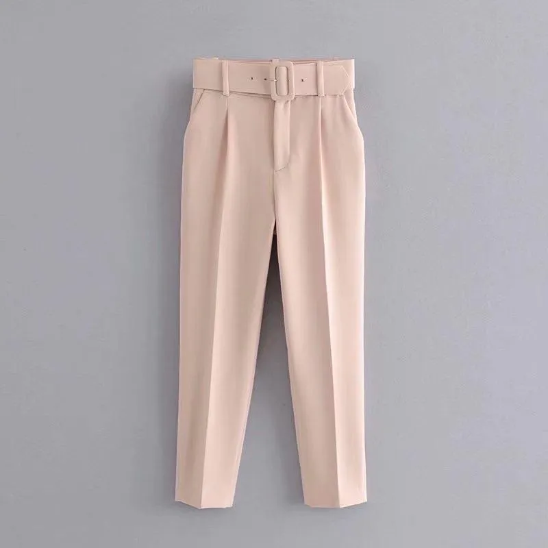 Belted High Waisted Pants