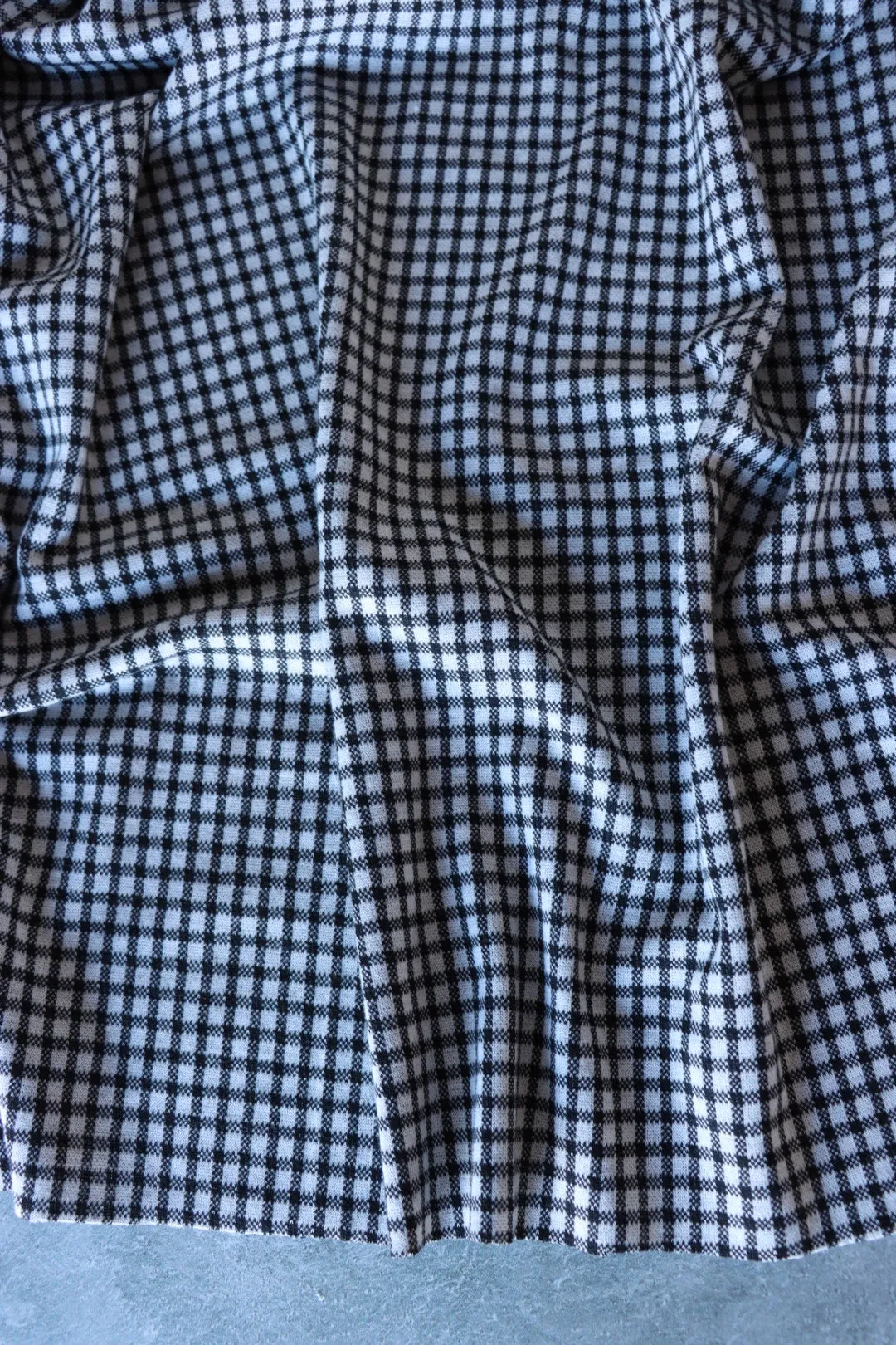 Black & White Mini Check Plaid Yarn Dyed Jacquard Knit