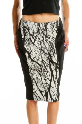 Black and White Patterned Pencil Skirt