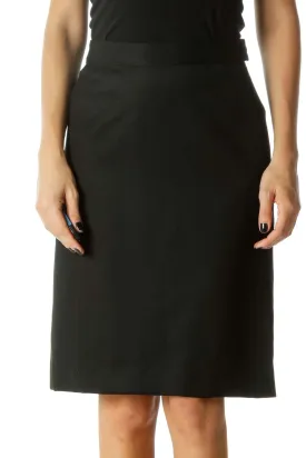 Black Buttoned Slitted Pencil Skirt