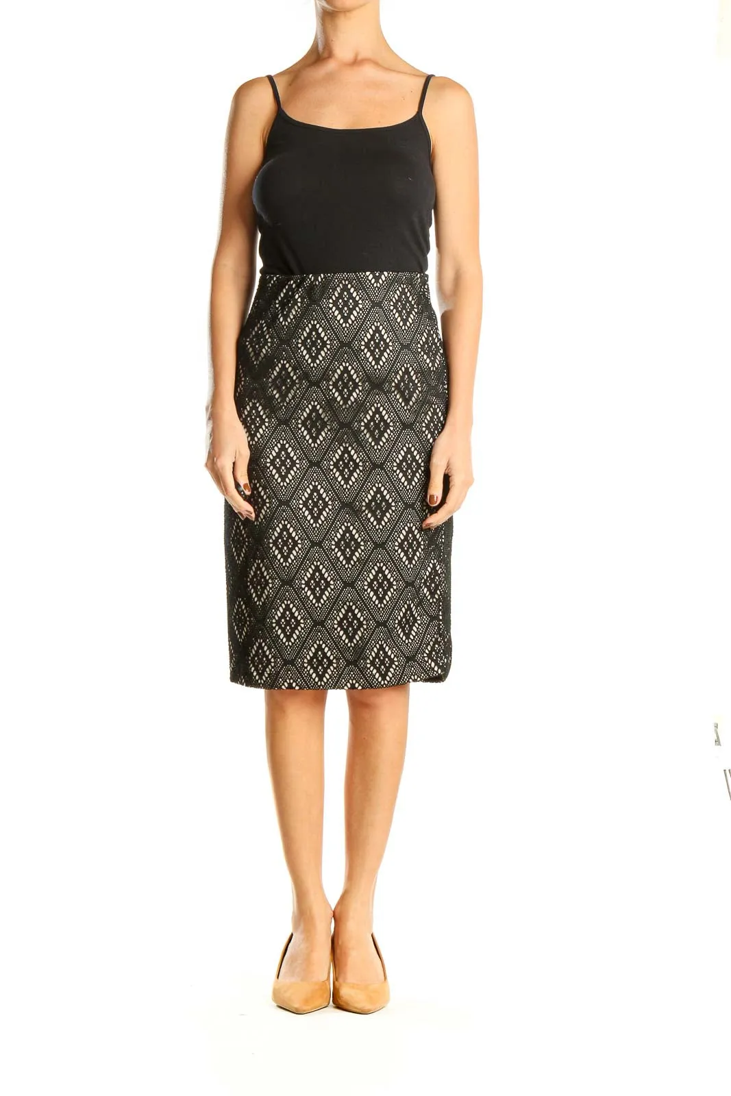 Black Lace Chic Pencil Skirt