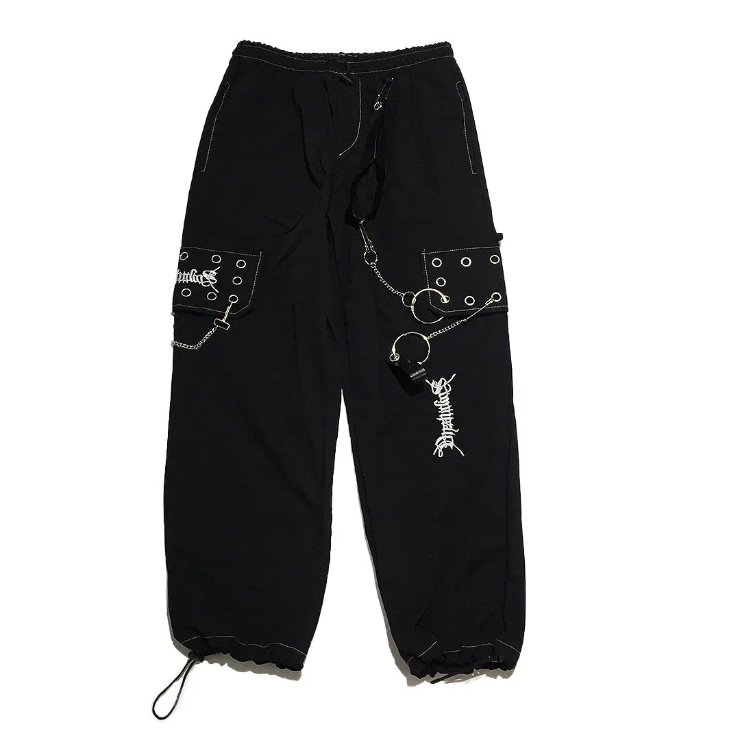 Black Punk Cargo Pants with Chains