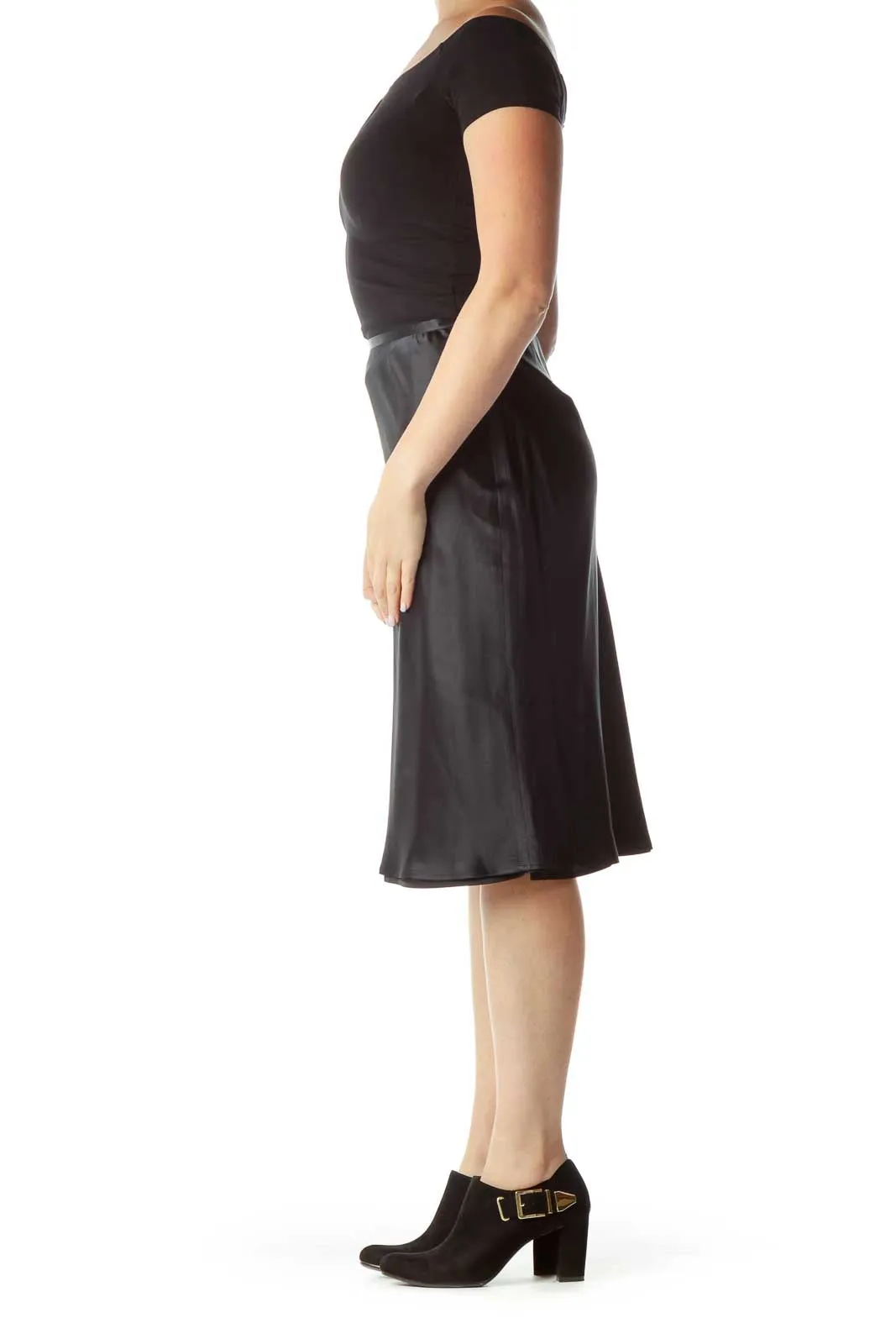 Black Silk Pencil Skirt