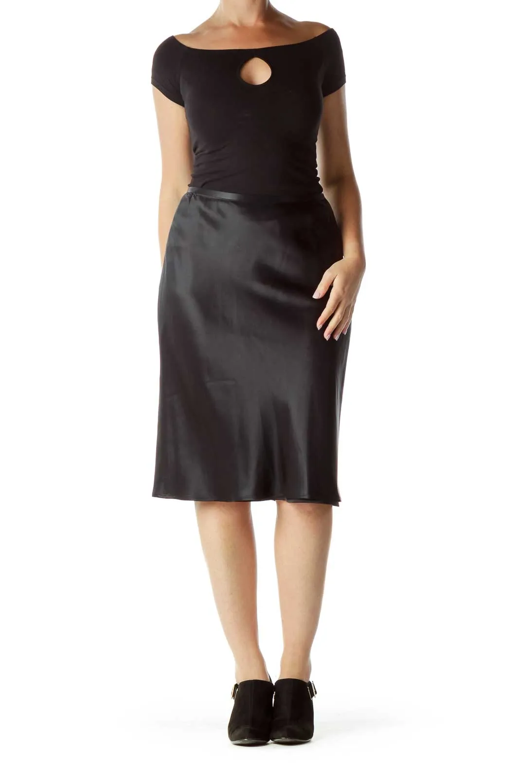 Black Silk Pencil Skirt