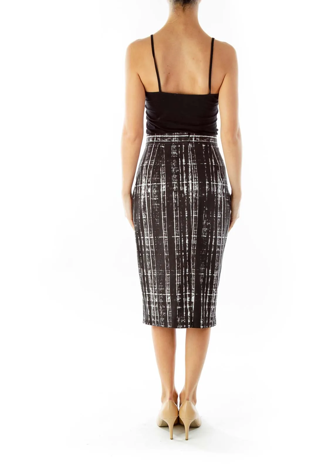 Black White Print Pencil Skirt