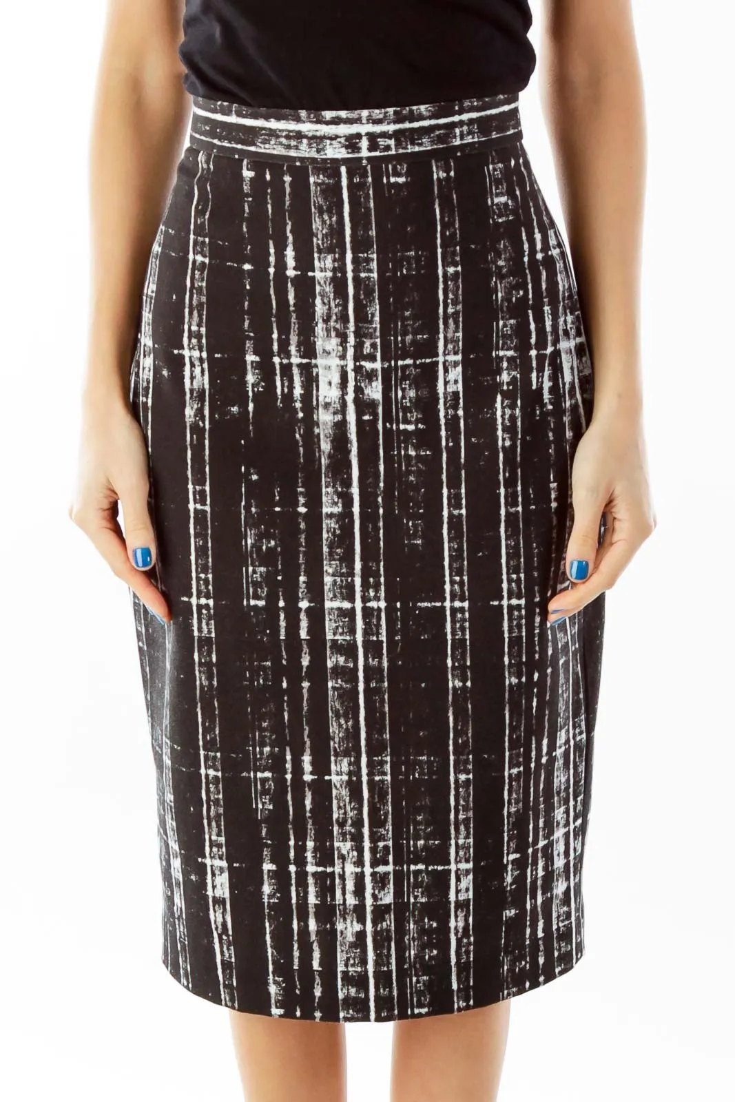 Black White Print Pencil Skirt