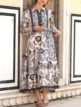 Block Print Floral Shirt Dress