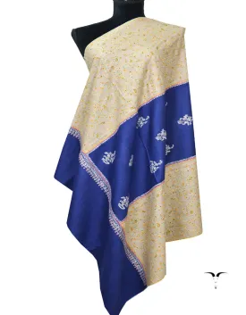 Blue and White Embroidery Pashmina Shawl 7201