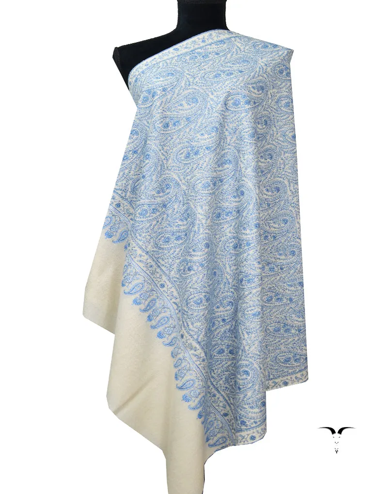 Blue Embroidery Pashmina Shawl 7702