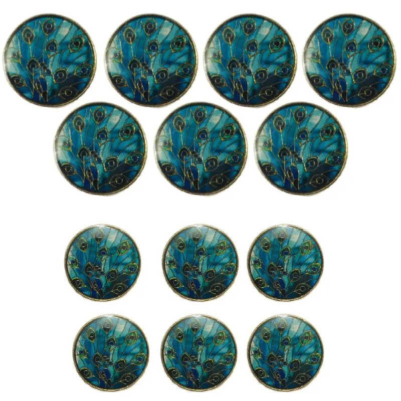 Blue Feather Designer Metal Buttons