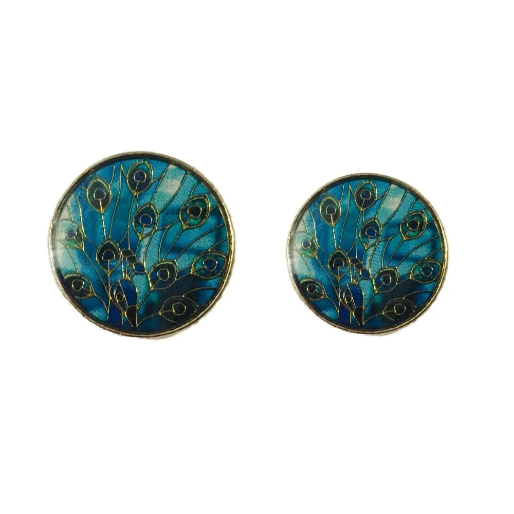 Blue Feather Designer Metal Buttons