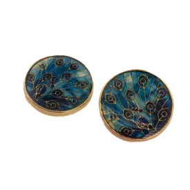 Blue Feather Designer Metal Buttons