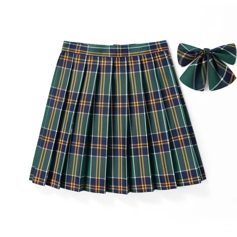 [Blue Green] JK vintage plaid uniform skirt