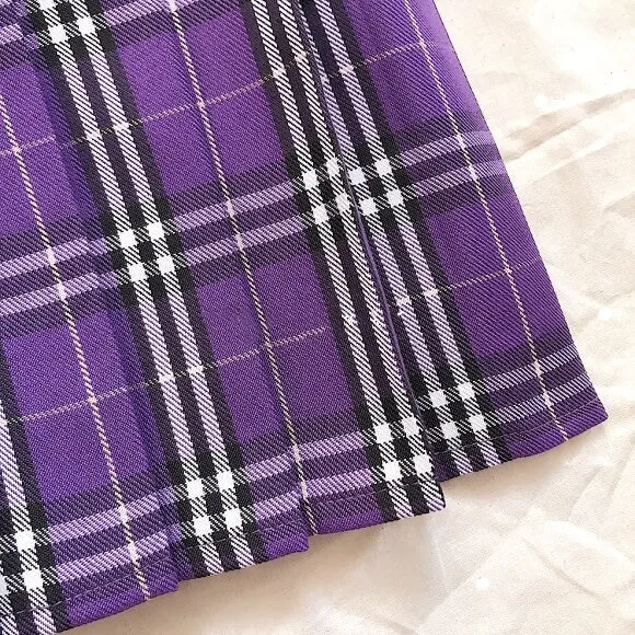 [Blue Purple] JK vintage plaid seifuku uniform skirt