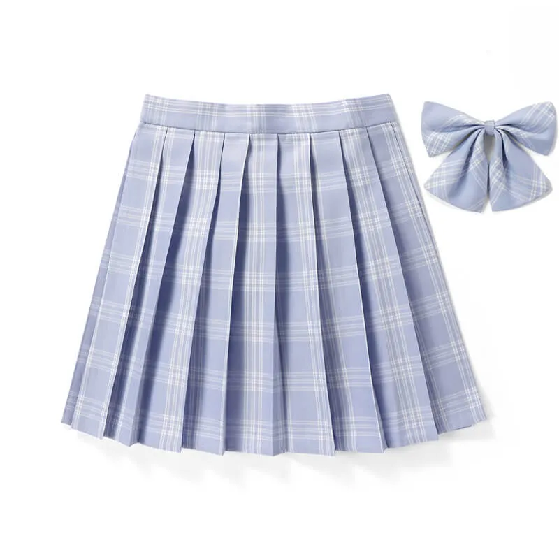 [Blue Purple] JK vintage plaid seifuku uniform skirt