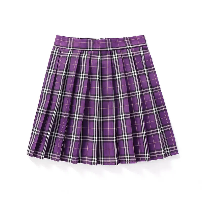 [Blue Purple] JK vintage plaid seifuku uniform skirt