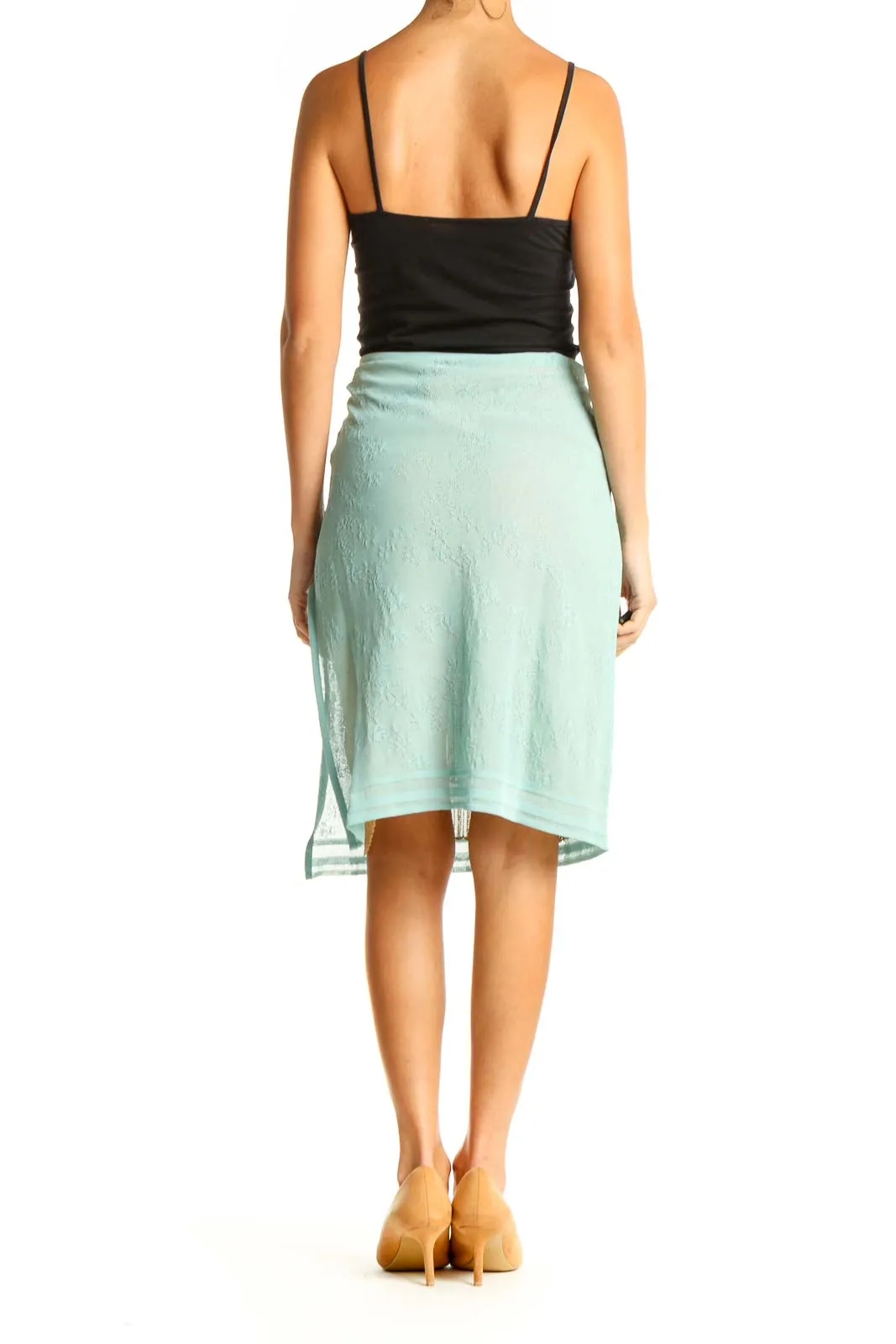 Blue Textured Classic Skirt