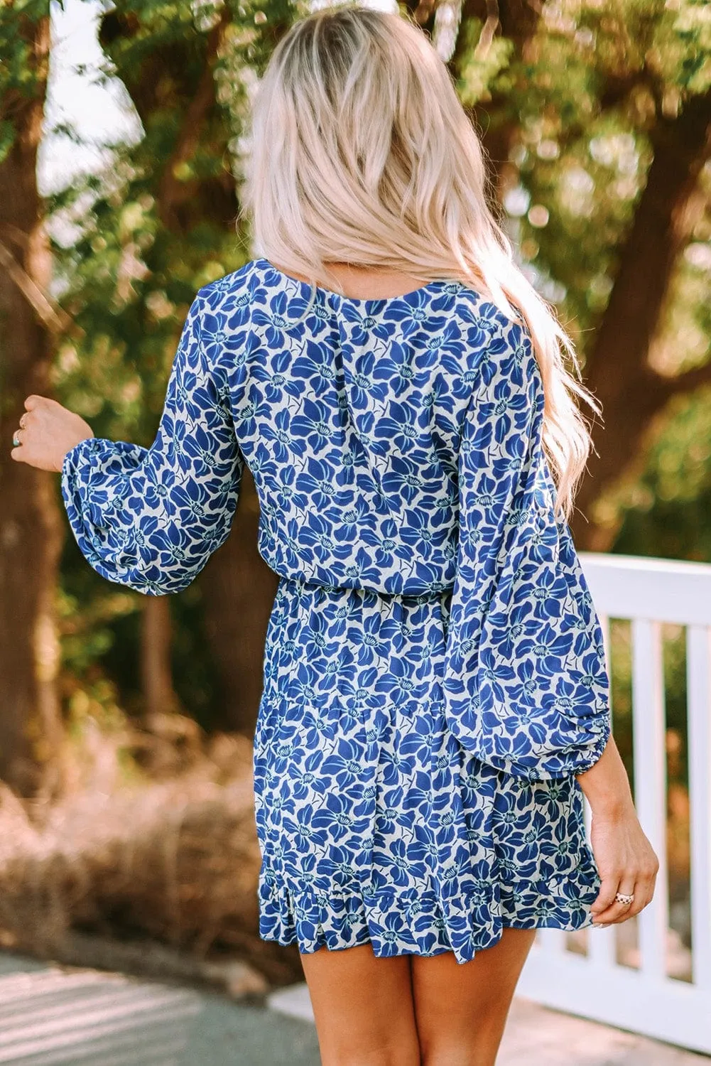 Boho Floral Lantern Sleeve Tunic Dress for a Radiant Summer Look