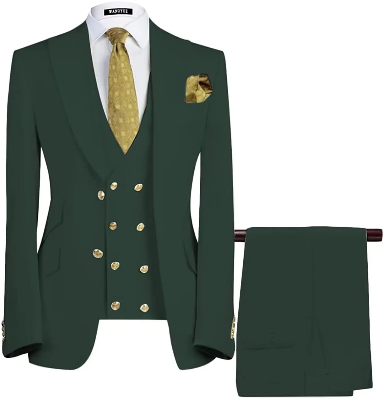 Boris Tailor-Made Dark Green Three-Piece Peak Lapel Men's Business Suit