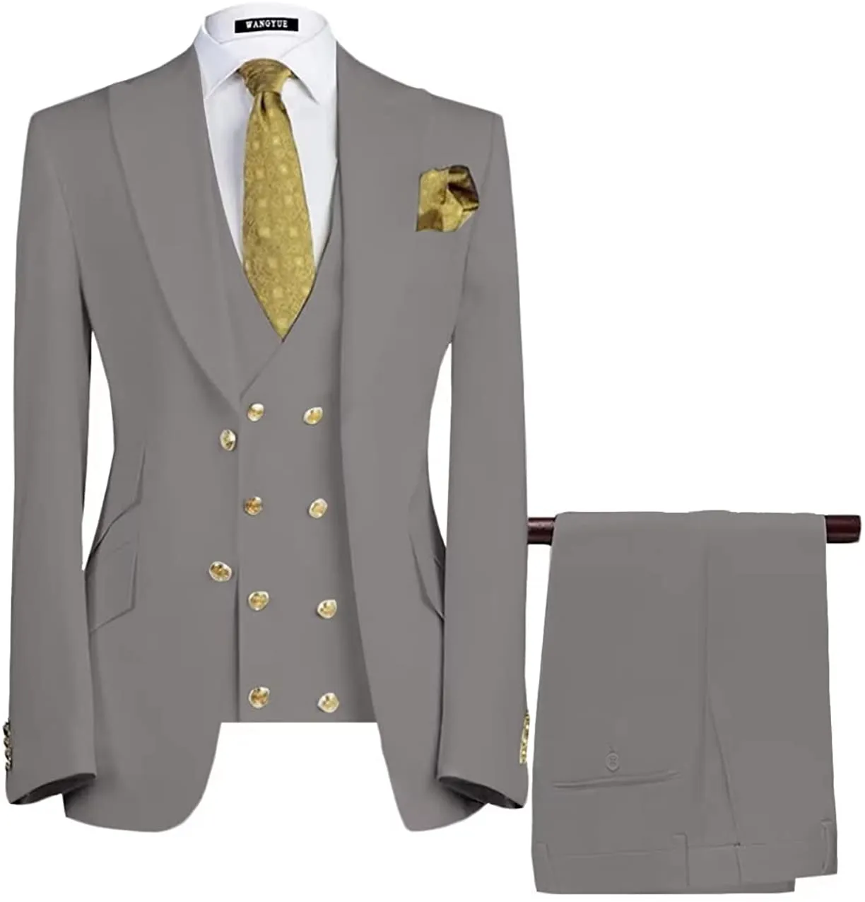 Boyd Custom Gray Single-Breasted Three-Piece Business Men's Suit