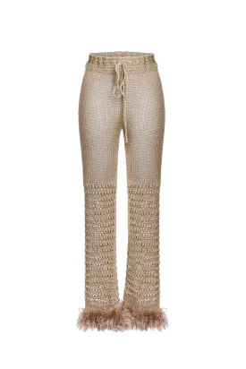 BROWN HANDMADE KNIT PANTS