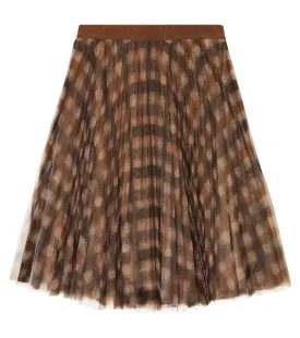 Brunello Cucinelli check pleated tulle skirt, multicolored