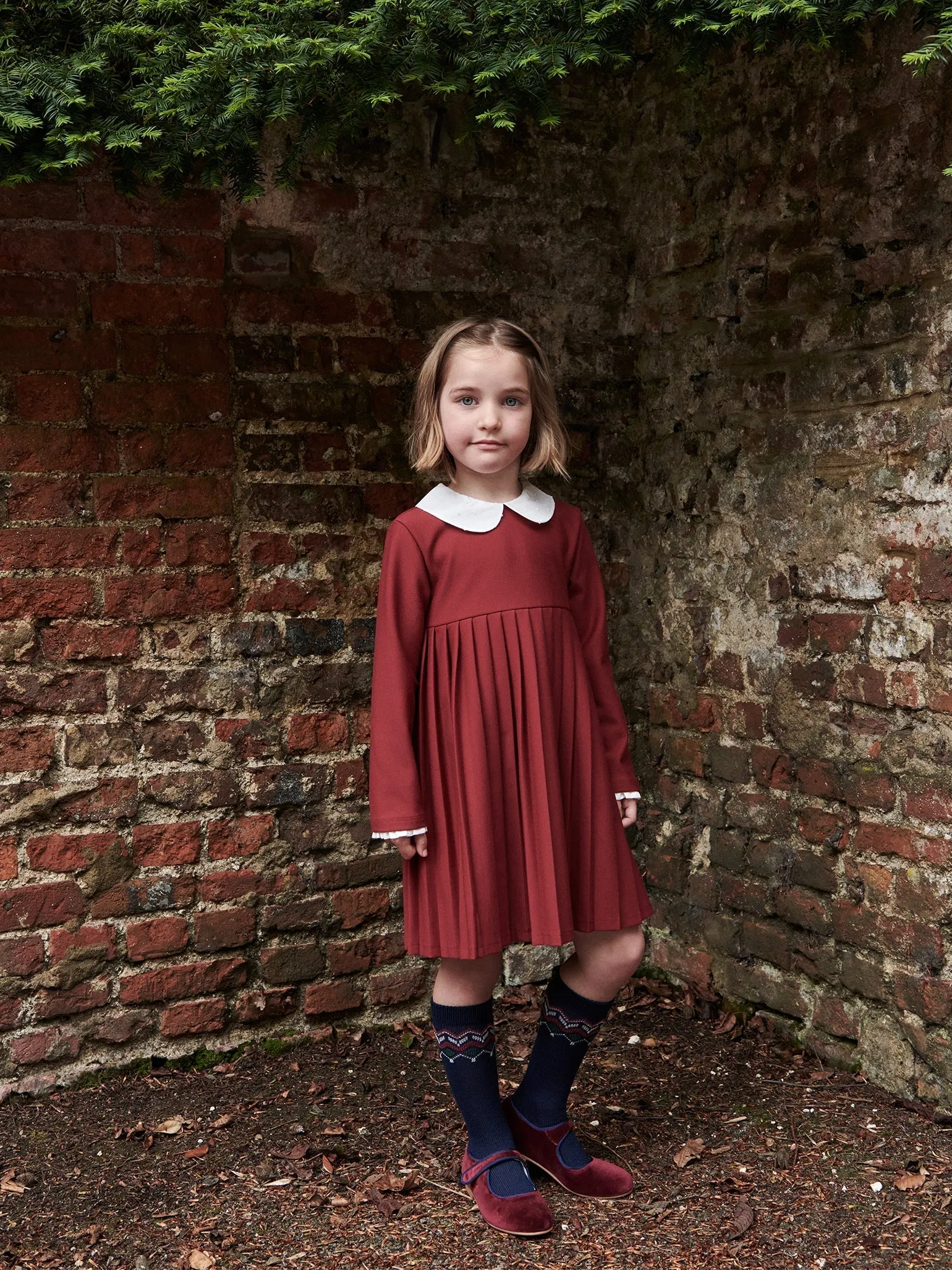 Burgundy Anna Girl Empire Dress