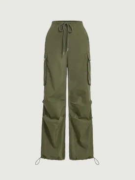 Button Pocket Side Parachute Cargo Pant