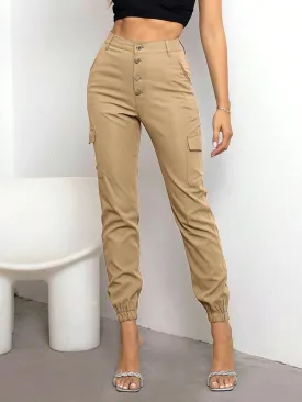 Buttoned Regular Fit Cargo Pants