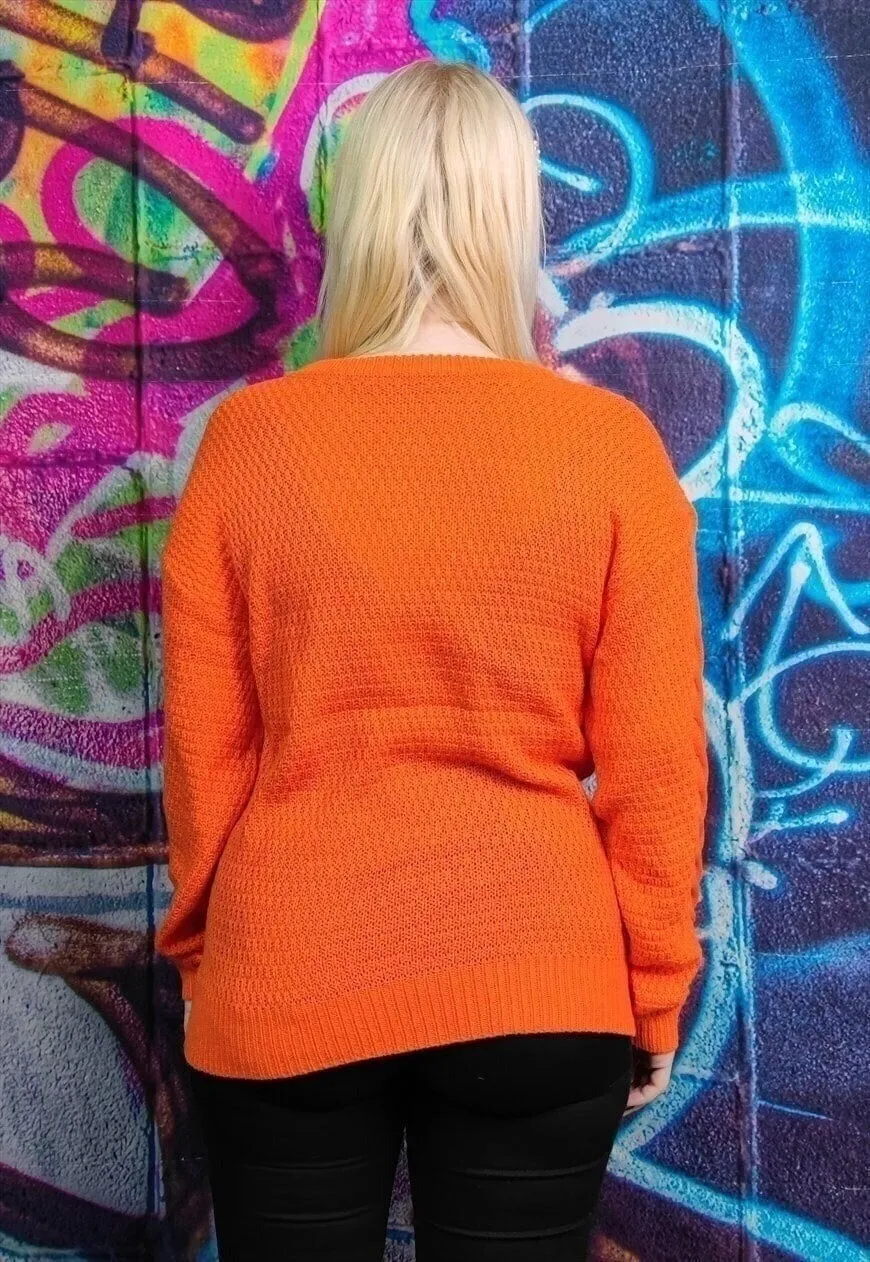 Cable knitwear sweater fluorescent knitwear jumper in orange