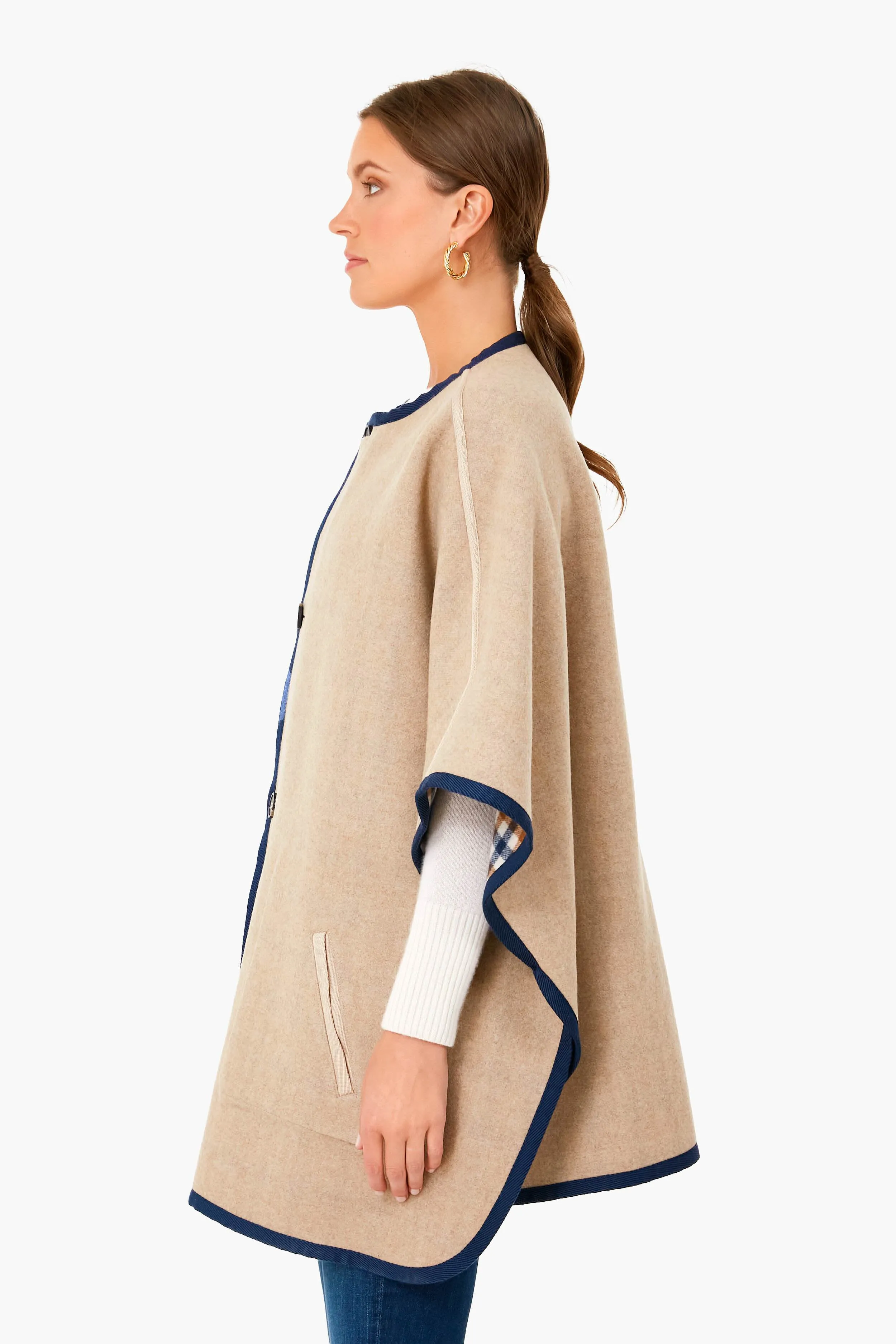 Camel Fieno Reversible Poncho