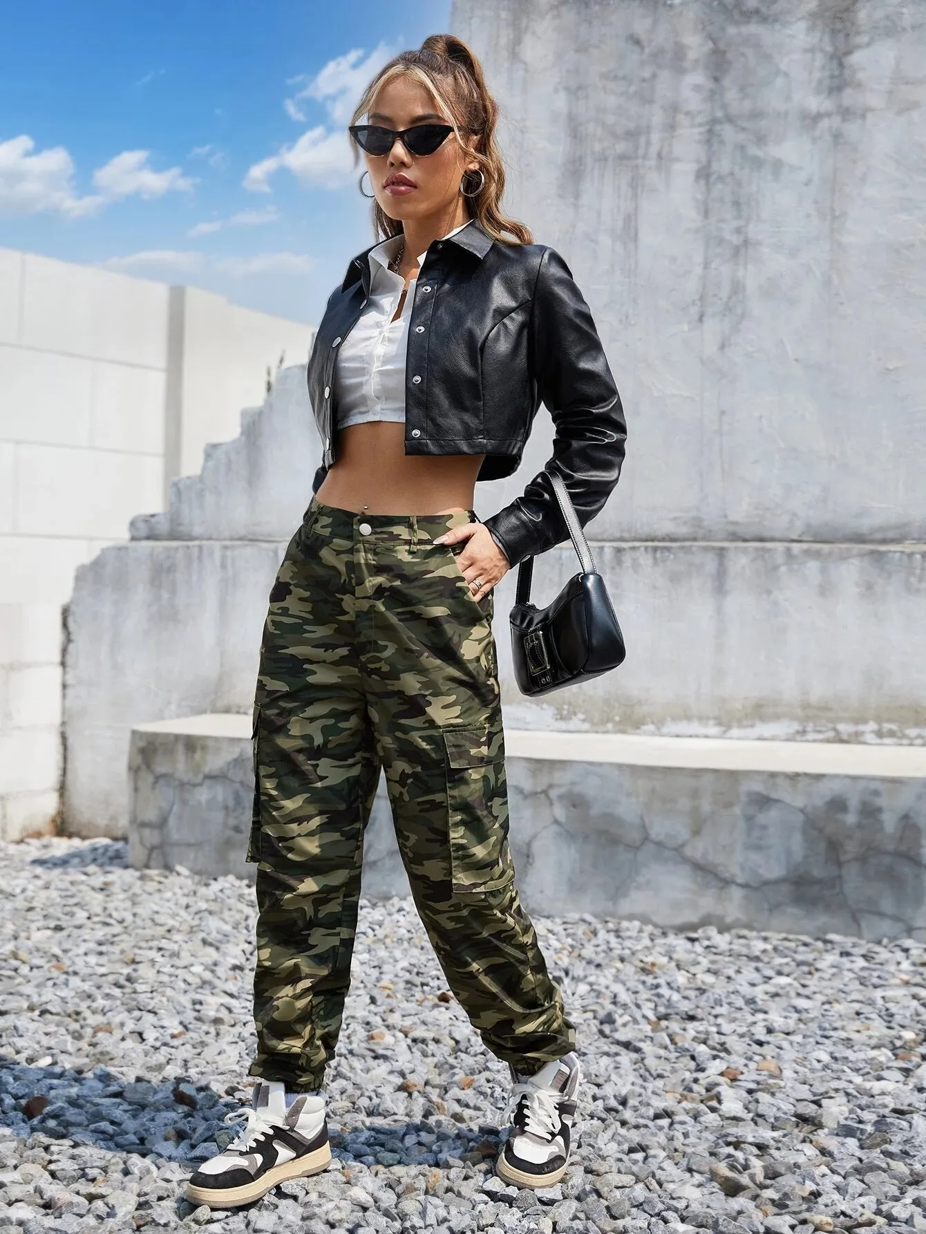 Camouflage Flap Pocket Cargo Pants