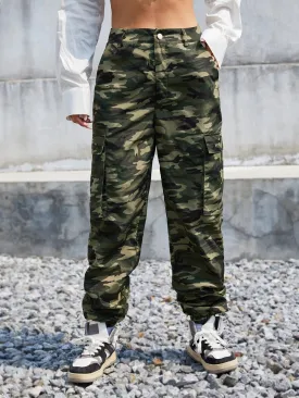 Camouflage Flap Pocket Cargo Pants