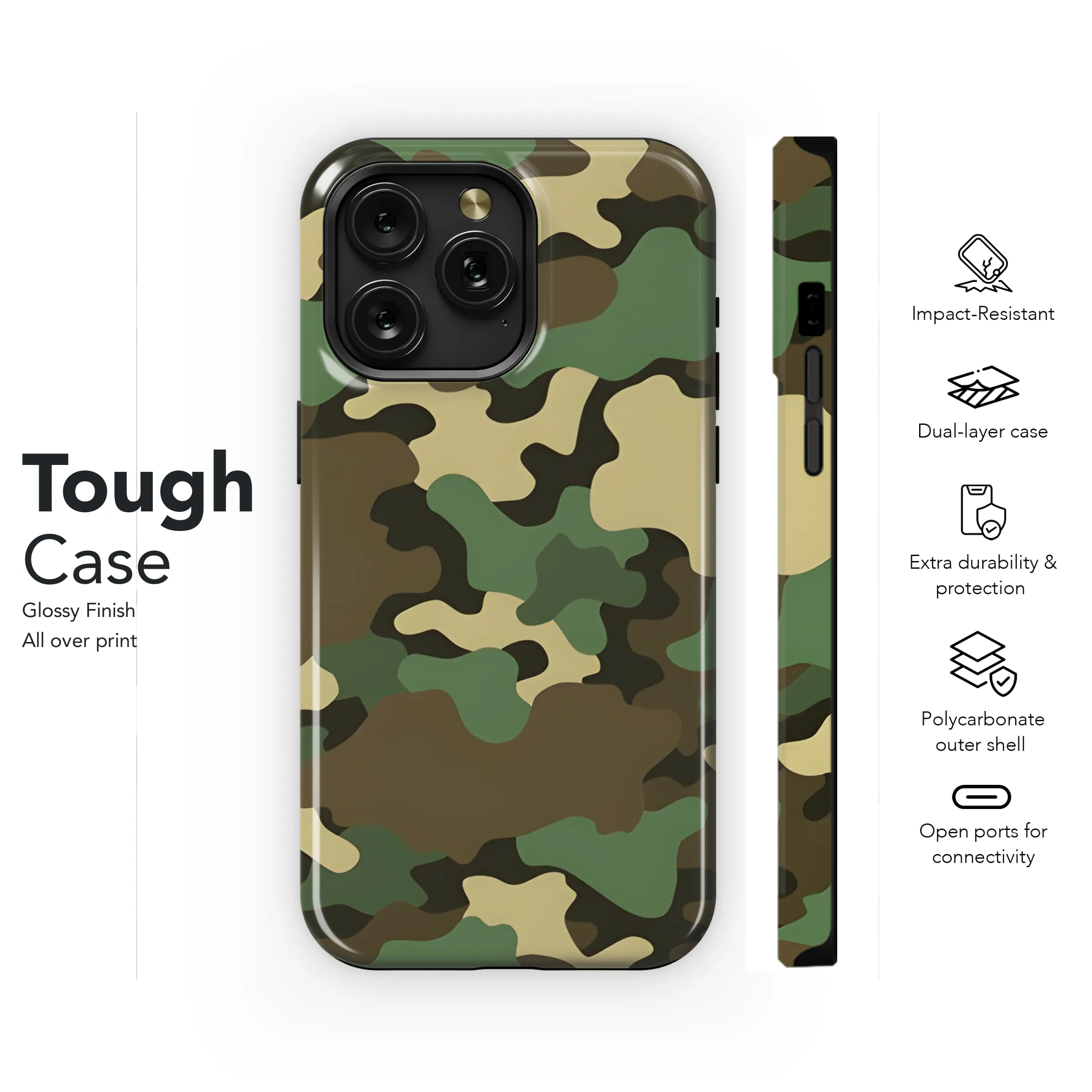 Camouflage Texture Pattern Phone Case iPhone Samsung Cover Pixel 2198