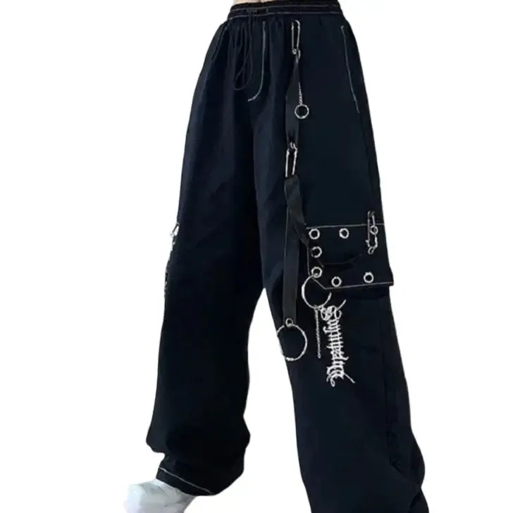 Cargo With Chain Wide Leg Trousers Loose Pants