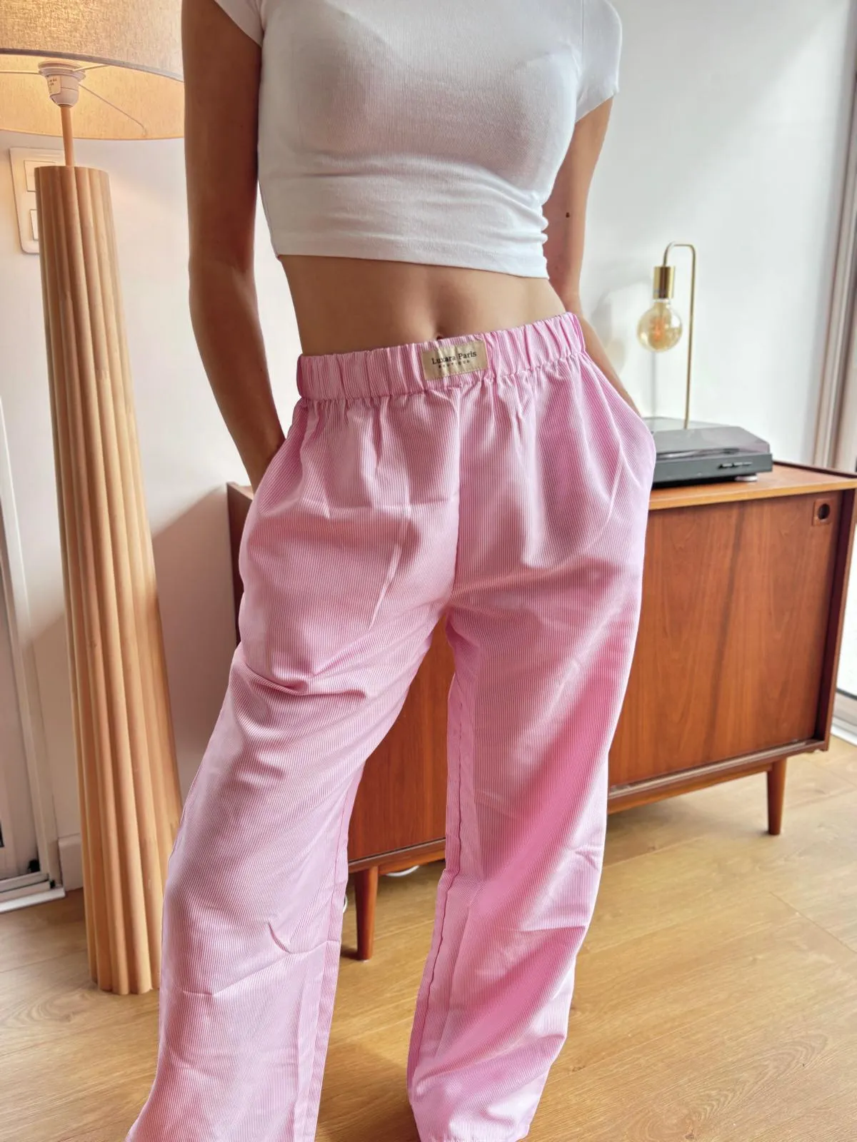 Casual striped cotton trousers