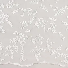 CHERIE Embroidered Mesh - Leaf - Winter white